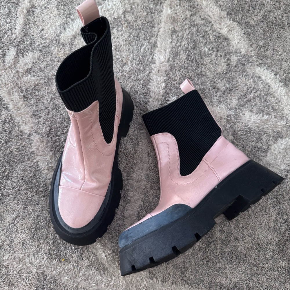 Sam Edelman Circus Larissa Lug Sole Boots Chunky Ballet Pink Chelsea